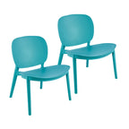 Chaise de salle à manger en plastique PP bleu / beige / gris, lot de 2, intérieur et extérieur