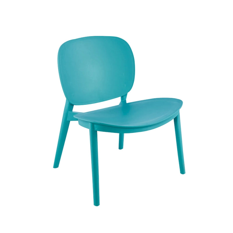 Chaise de salle à manger en plastique PP bleu / beige / gris, lot de 2, intérieur et extérieur