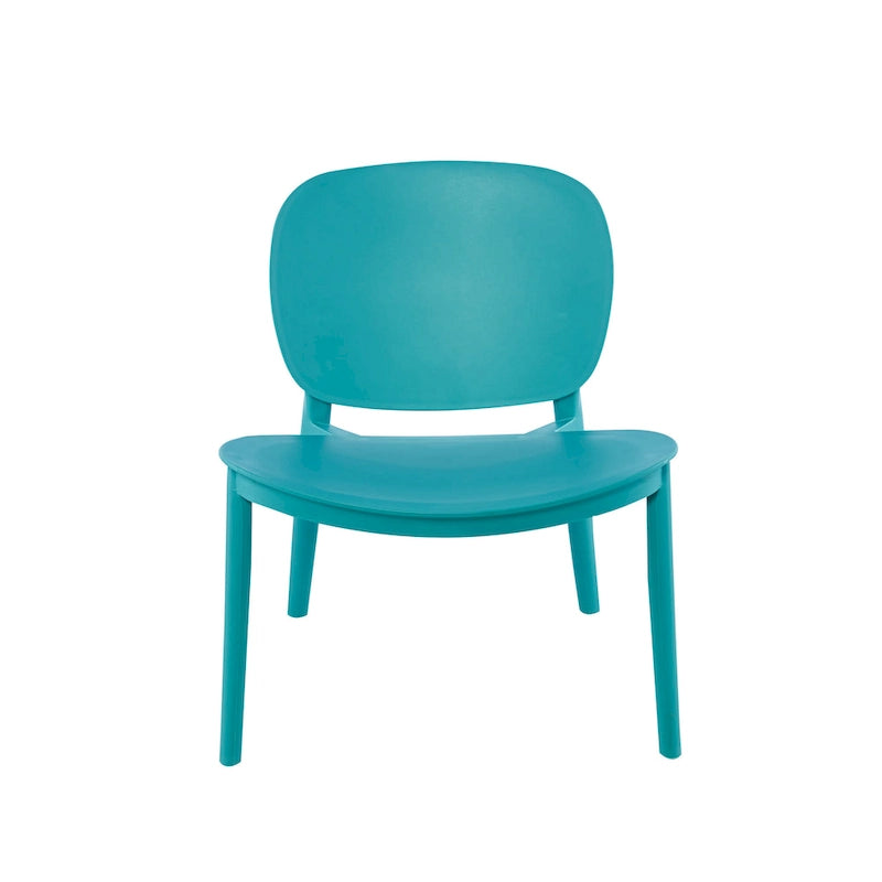 Chaise de salle à manger en plastique PP bleu / beige / gris, lot de 2, intérieur et extérieur