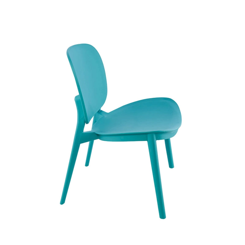 Chaise de salle à manger en plastique PP bleu / beige / gris, lot de 2, intérieur et extérieur