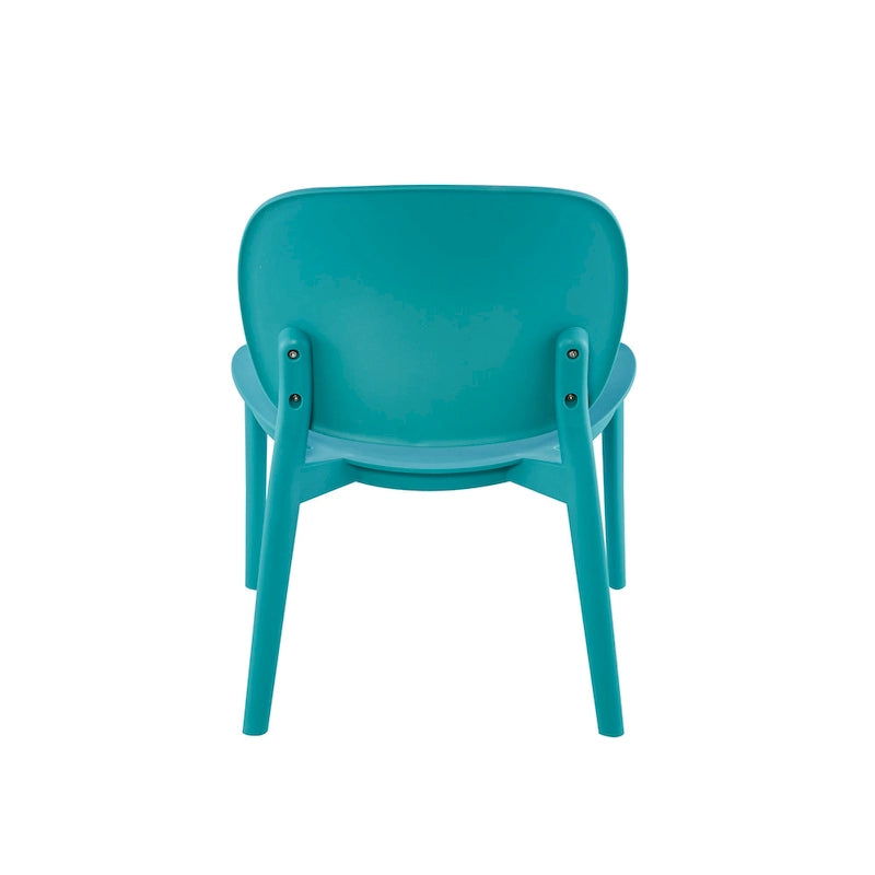 Chaise de salle à manger en plastique PP bleu / beige / gris, lot de 2, intérieur et extérieur