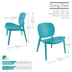 Chaise de salle à manger en plastique PP bleu / beige / gris, lot de 2, intérieur et extérieur