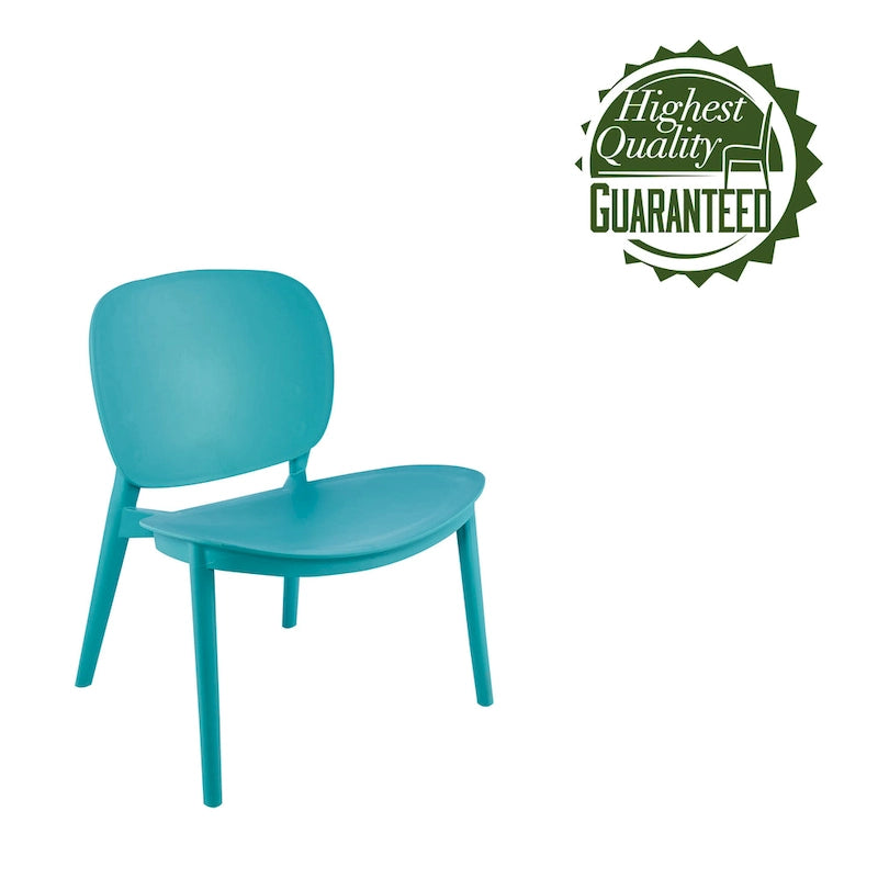 Chaise de salle à manger en plastique PP bleu / beige / gris, lot de 2, intérieur et extérieur