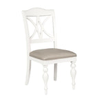 Chaise d'appoint à lattes, dossier plein, blanc huître, lot de 2