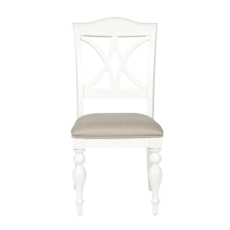 Chaise d'appoint à lattes, dossier plein, blanc huître, lot de 2