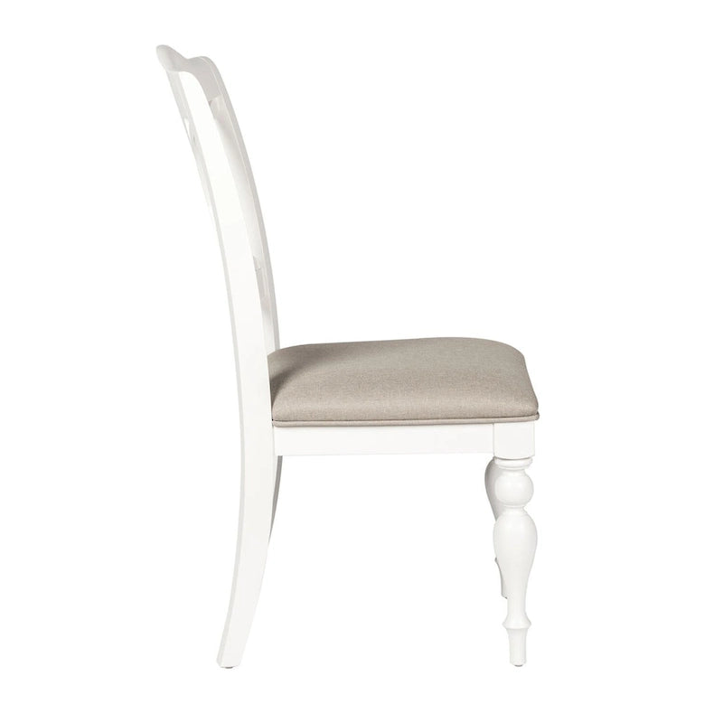 Chaise d'appoint à lattes, dossier plein, blanc huître, lot de 2