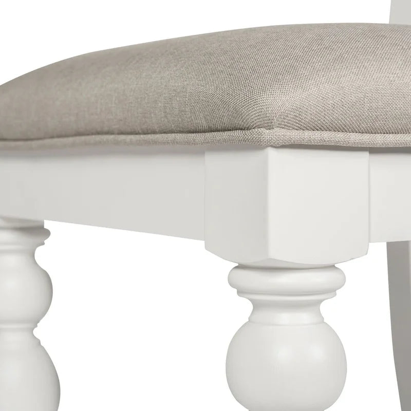Chaise d'appoint à lattes, dossier plein, blanc huître, lot de 2