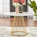 White/Walnut Round Dining Table, Mid-Century Style, Seats 4