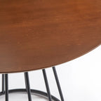 White/Walnut Round Dining Table, Mid-Century Style, Seats 4