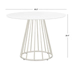 White/Walnut Round Dining Table, Mid-Century Style, Seats 4