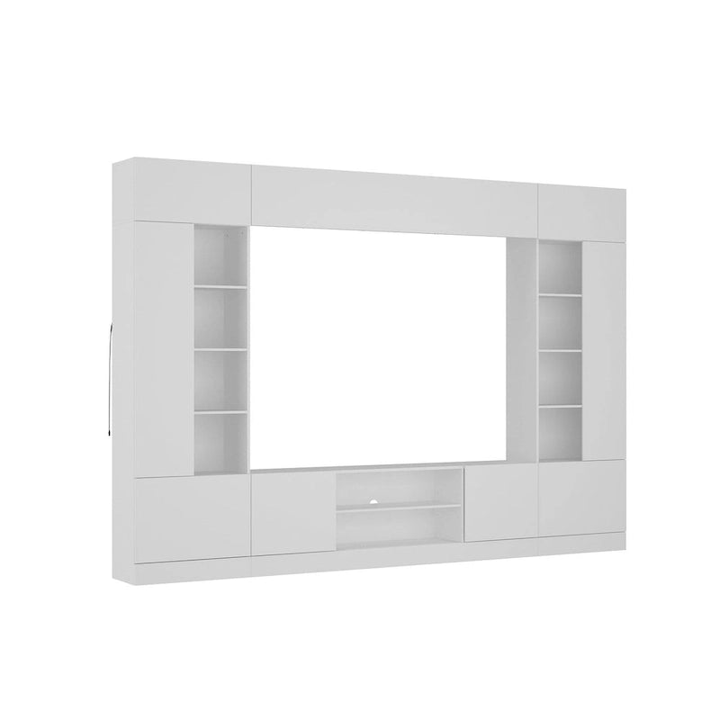 Black / White Wall Unit TV Stand with LED Lighting, Fits up to 75" TV, 2–3 Person Assembly