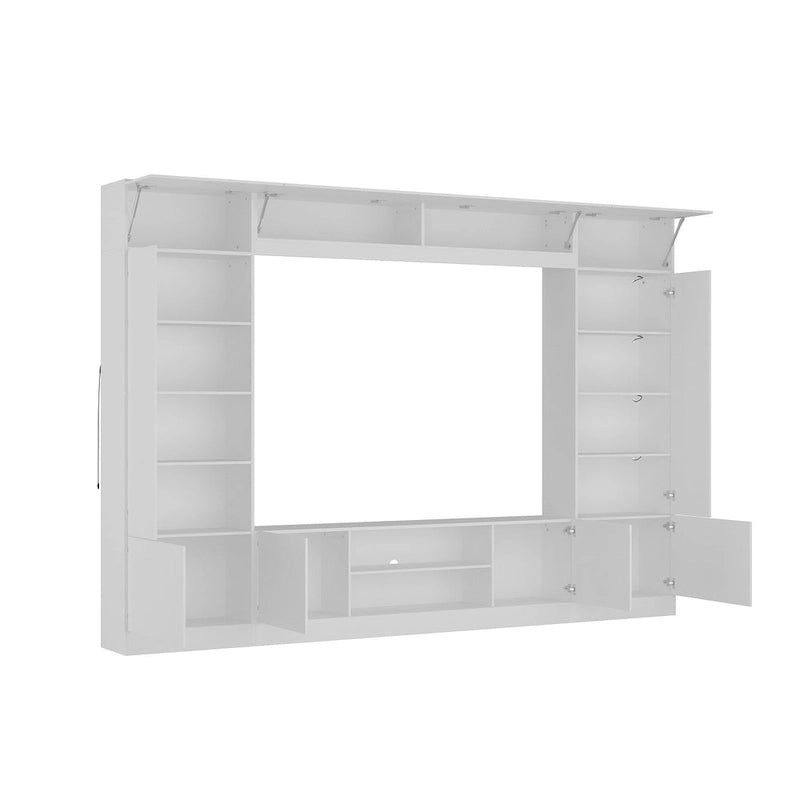 Black / White Wall Unit TV Stand with LED Lighting, Fits up to 75" TV, 2–3 Person Assembly