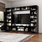 Black / White Wall Unit TV Stand with LED Lighting, Fits up to 75" TV, 2–3 Person Assembly