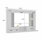 Black / White Wall Unit TV Stand with LED Lighting, Fits up to 75" TV, 2–3 Person Assembly
