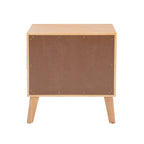Natural/Black Rubberwood Cane 2-Drawer Nightstand, Single