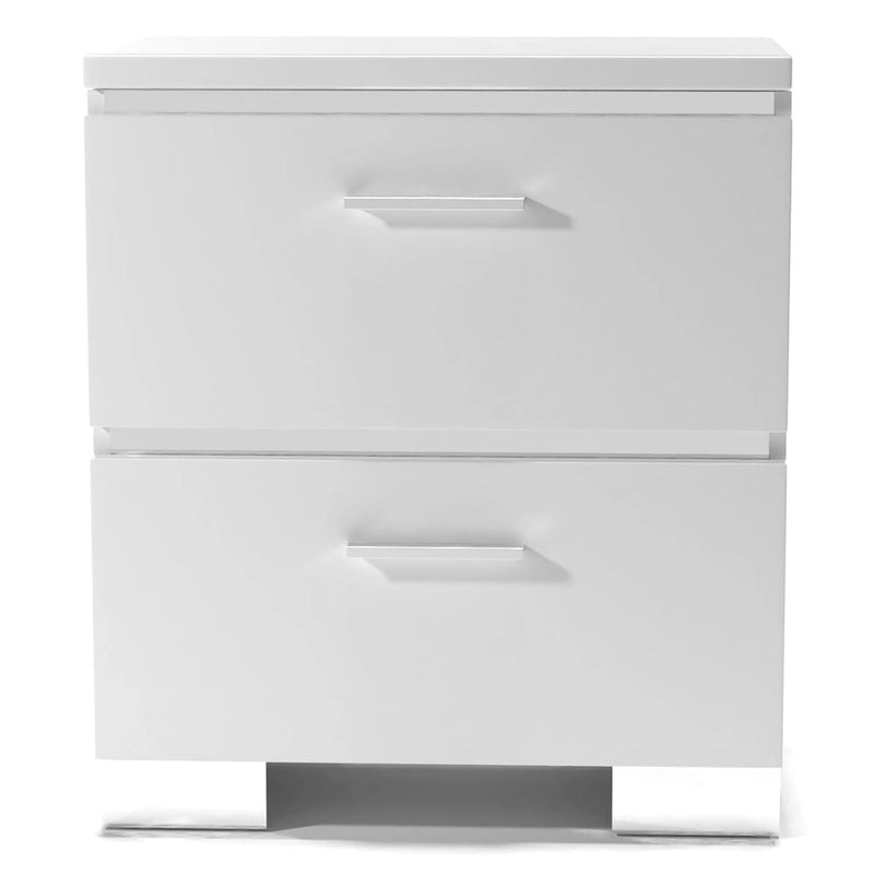 Lit queen à panneau de rangement contemporain blanc/noir avec 2 tables de nuit, 3 pièces