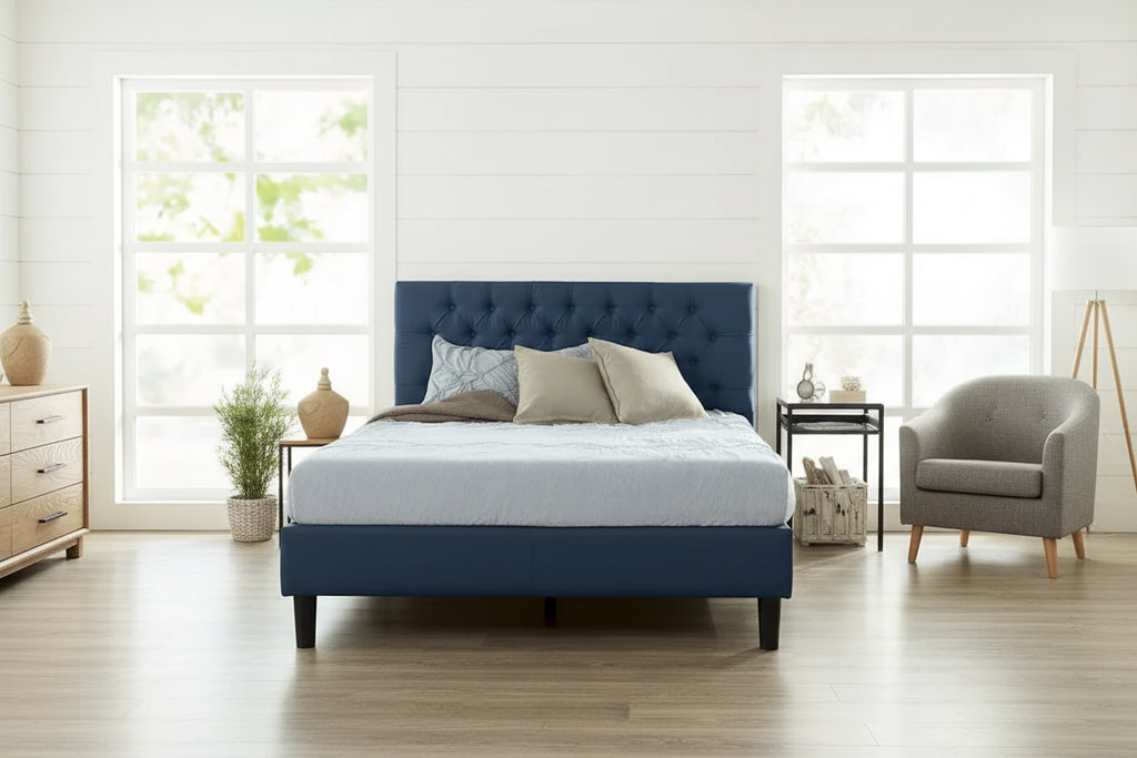 Priage by ZINUS Upholstered Button-tufted Platform Bed Frame
