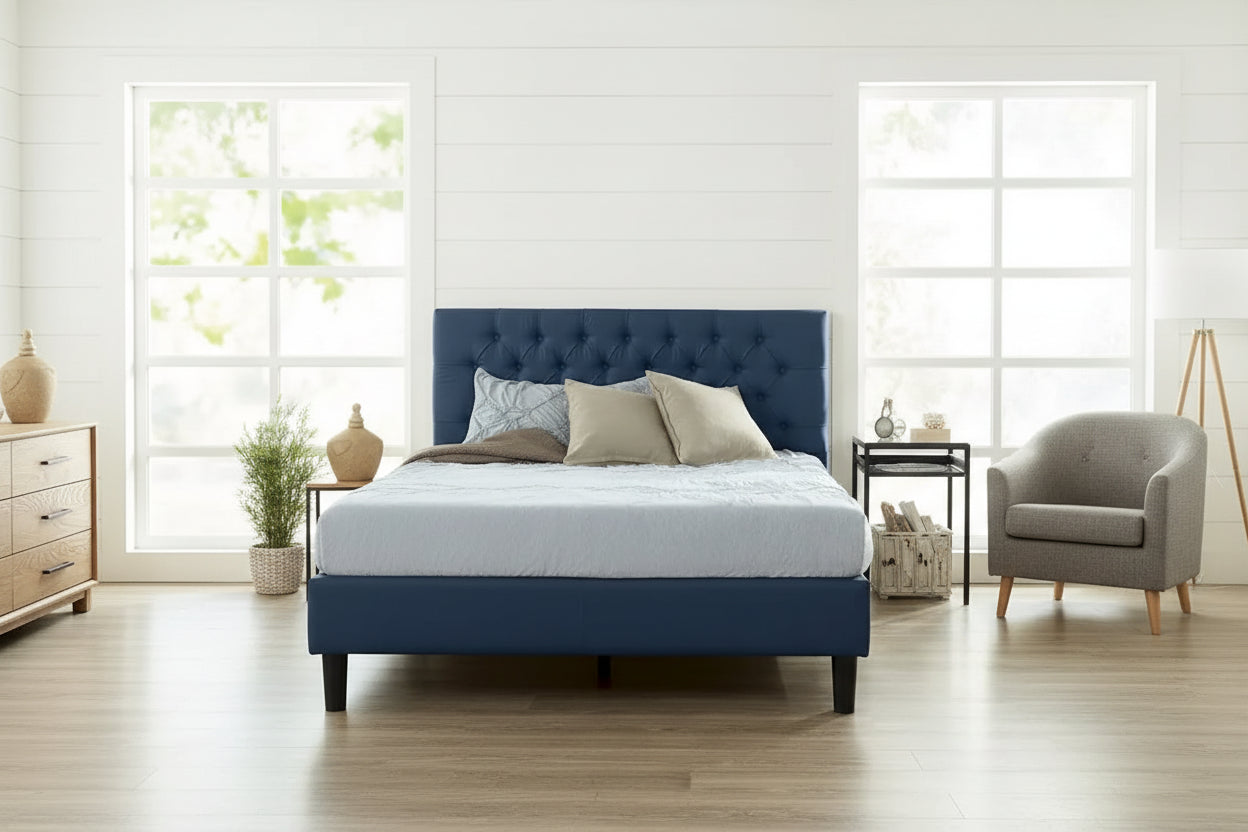 Priage by ZINUS Upholstered Button-tufted Platform Bed Frame