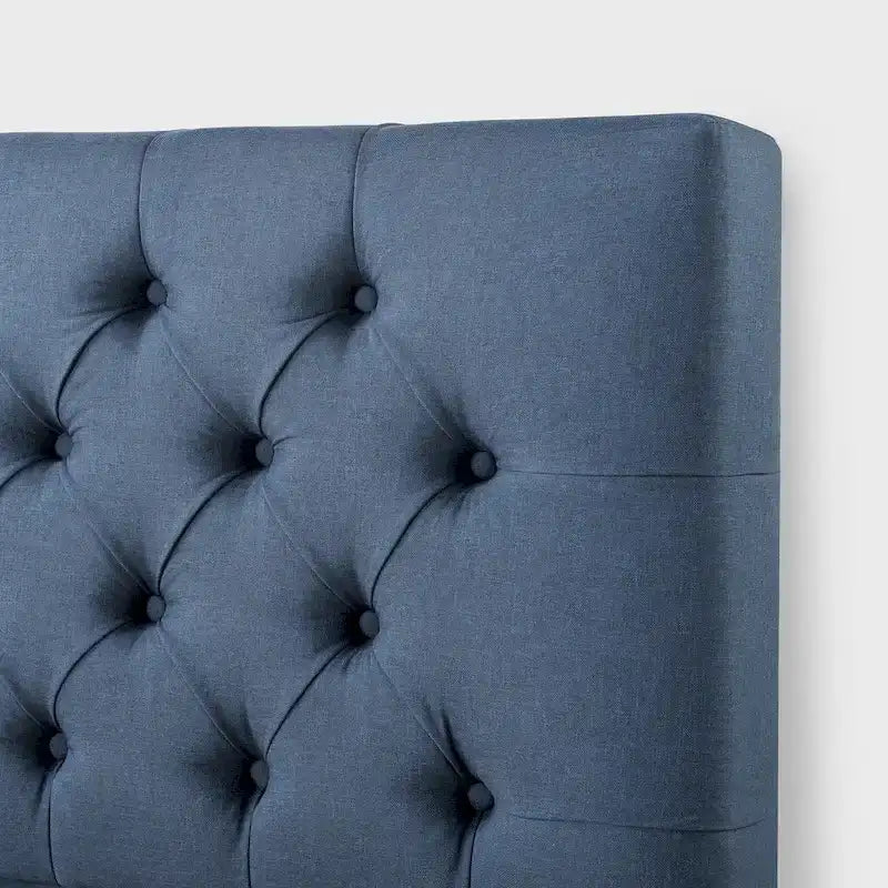 Navy / Grey / Taupe Button-Tufted Upholstered Platform Bed Frame – Full / Queen / King