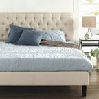 Navy / Grey / Taupe Button-Tufted Upholstered Platform Bed Frame – Full / Queen / King