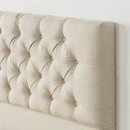 Navy / Grey / Taupe Button-Tufted Upholstered Platform Bed Frame – Full / Queen / King