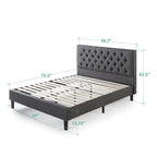 Navy / Grey / Taupe Button-Tufted Upholstered Platform Bed Frame – Full / Queen / King