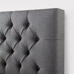 Navy / Grey / Taupe Button-Tufted Upholstered Platform Bed Frame – Full / Queen / King
