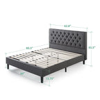 Navy / Grey / Taupe Button-Tufted Upholstered Platform Bed Frame – Full / Queen / King