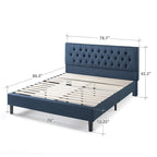 Navy / Grey / Taupe Button-Tufted Upholstered Platform Bed Frame – Full / Queen / King
