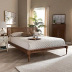 Ash Walnut French Provincial Rattan Platform Bed – 1-Person (Full/Queen/King)