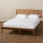 Ash Walnut French Provincial Rattan Platform Bed – 1-Person (Full/Queen/King)