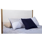 Lit panneau de bois blanc avec tête de lit rembourrée, 1-2 personnes