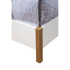 Lit panneau de bois blanc avec tête de lit rembourrée, 1-2 personnes