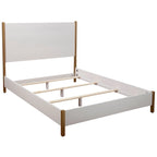 Lit panneau de bois blanc avec tête de lit rembourrée, 1-2 personnes