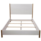 Lit panneau de bois blanc avec tête de lit rembourrée, 1-2 personnes