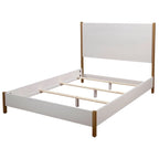Lit panneau de bois blanc avec tête de lit rembourrée, 1-2 personnes