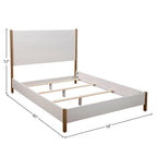 Lit panneau de bois blanc avec tête de lit rembourrée, 1-2 personnes
