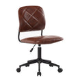 Brown / Dark Brown Armless Swivel Office Chair, Tufted PU Leather, Single