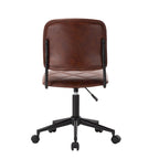 Brown / Dark Brown Armless Swivel Office Chair, Tufted PU Leather, Single