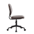 Brown / Dark Brown Armless Swivel Office Chair, Tufted PU Leather, Single