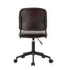 Brown / Dark Brown Armless Swivel Office Chair, Tufted PU Leather, Single
