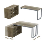 55" L-Shaped Corner Desk with Drawer & Shelf – Brown/Black, Single-Person