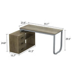 55" L-Shaped Corner Desk with Drawer & Shelf – Brown/Black, Single-Person