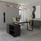 55" L-Shaped Corner Desk with Drawer & Shelf – Brown/Black, Single-Person