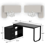 55" L-Shaped Corner Desk with Drawer & Shelf – Brown/Black, Single-Person