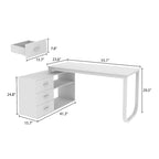 55" L-Shaped Corner Desk with Drawer & Shelf – Brown/Black, Single-Person