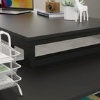 55" L-Shaped Corner Desk with Drawer & Shelf – Brown/Black, Single-Person