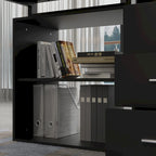 55" L-Shaped Corner Desk with Drawer & Shelf – Brown/Black, Single-Person