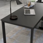 55" L-Shaped Corner Desk with Drawer & Shelf – Brown/Black, Single-Person