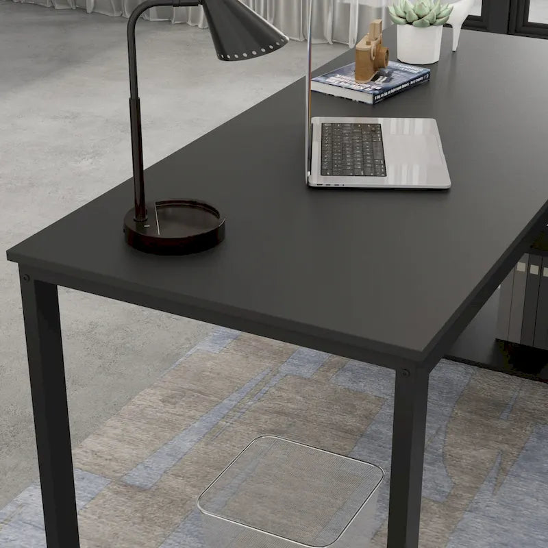 55" L-Shaped Corner Desk with Drawer & Shelf – Brown/Black, Single-Person